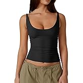 Tankaneo Womens Sexy Deep V Neck Top Sleeveless Backless Spaghetti Strap Tank Top Casual Basic Cami Top