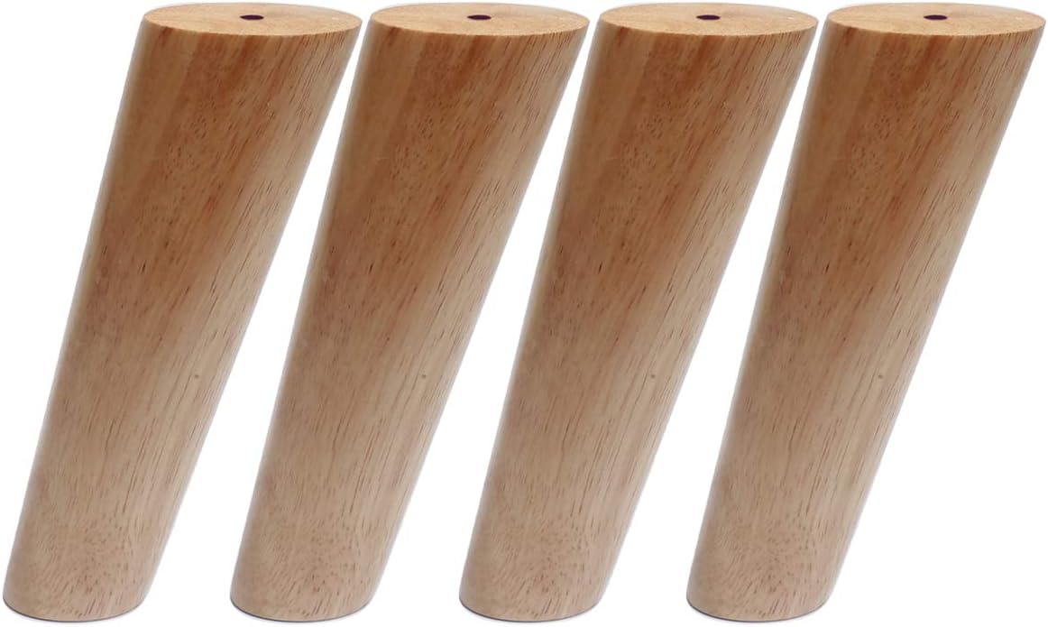 Round Solid Wood Furniture Legs Sofa Replacement Legs Perfect for Mid-Century Modern/Great IKEA hack for Sofa, Couch, Bed, Coffee Table (Original Wood Color, 8 Inches,Set of 4)