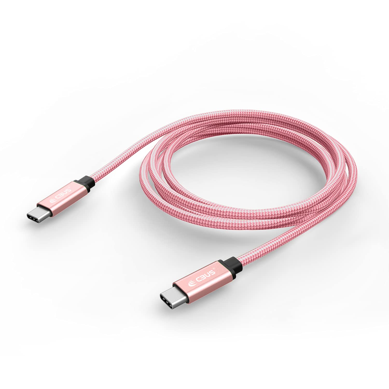CBUS Braided USB C to USB C Charger Cable 2m Heavy-Duty for Xiaomi Redmi, Honor Magic, Google Pixel, Oppo Find/Reno, Sony Xperia, Motorola Moto/Edge/Razr, Nothing Phone, TCL, Nokia (Pink Rose Gold)
