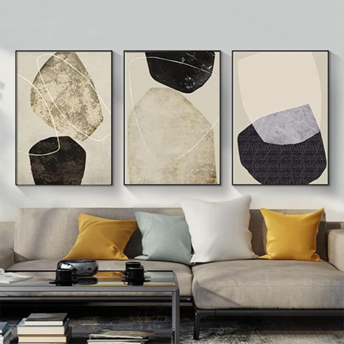 PYNVDD Canvas Poster, Modern Minimalist Abstract Wall Art, Bohemian Poster Set, Geometric Wall Decoration, No Frame (Picture-10.40 x 60 cm x 3)