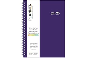 VONDAFE 2024-2025 Planner - Planner 2024-2025 July 2024 - June 2025, 2024-2025 Planner Weekly and Monthly with Tabs, 2024-2025 Calendar with Flexible Cover, A5 Thick Paper, Twin-Wire Binding, Purple