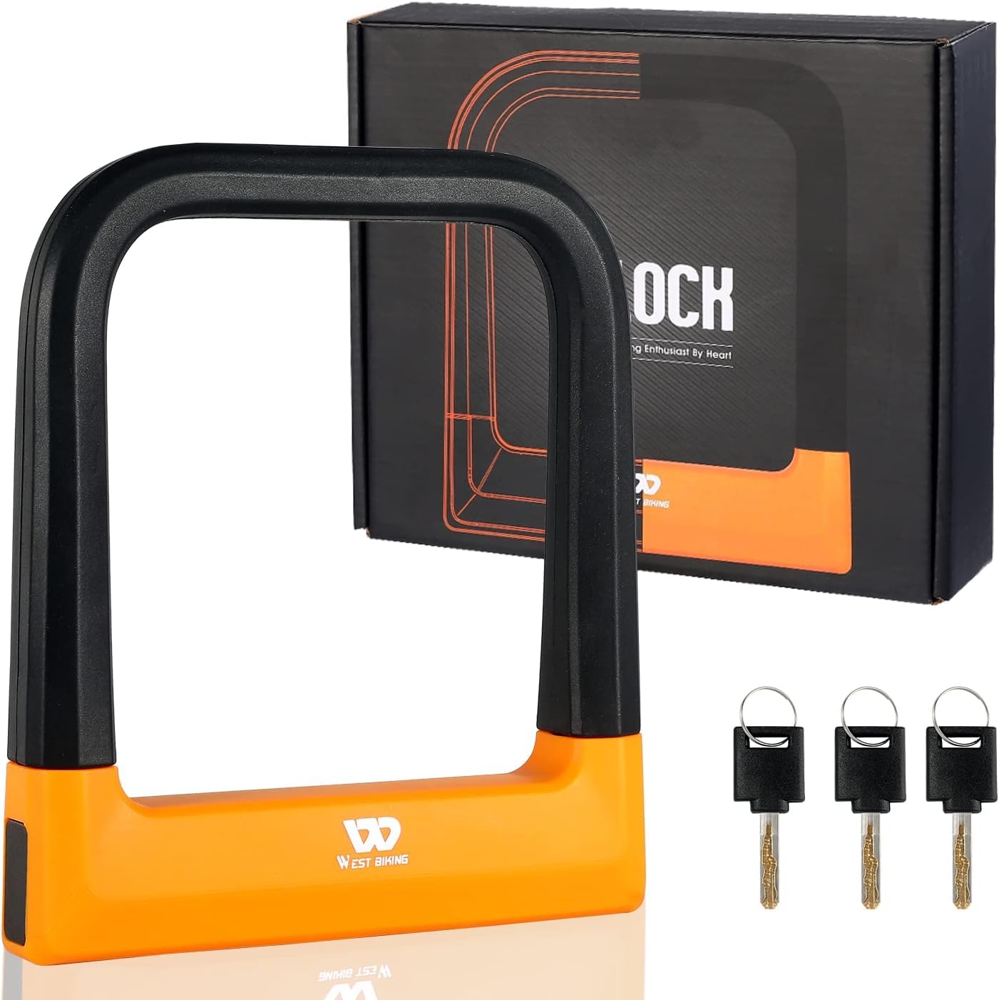 Photo 1 of ICOCOPRO Anti Theft Heavy Duty Bicycle U Lock with 3 Keys, 18.76mm, Black, 5.32 in Width Inside Dimension
