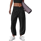 LAMISSCHE Oversized Barrel Lounge Pants Women Wide Leg Sweatpants with Pockets Baggy Cropped Pants
