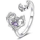 CRMAD Scottish Thistle Ring for Women Sterling Silver Thistle Jewelry Gifts for Friend