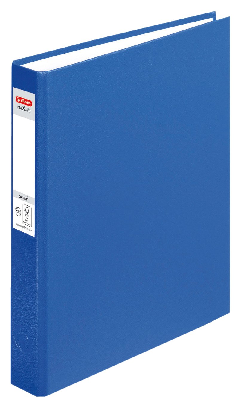 Herlitz max. File Protect A5 Ring Binder – 1 x 2 Ring Mechanism 25 mm Filling Height – Blue Blue