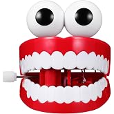 Chattering Teeth Wind up Toy: Walking Teeth Toy with LED Eyes Funny Fake Teeth Clockwork Toy Dentures Joke Toys Party Favors
