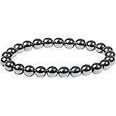 Bracelet Gifts for Women Men, Natural Stone Crystal Bracelet for Anxiety Stress Relief, 8MM Handmade Beaded Bracelets Healing Stretch Bracelets Birthday Gifts for Men and Women - Hematite