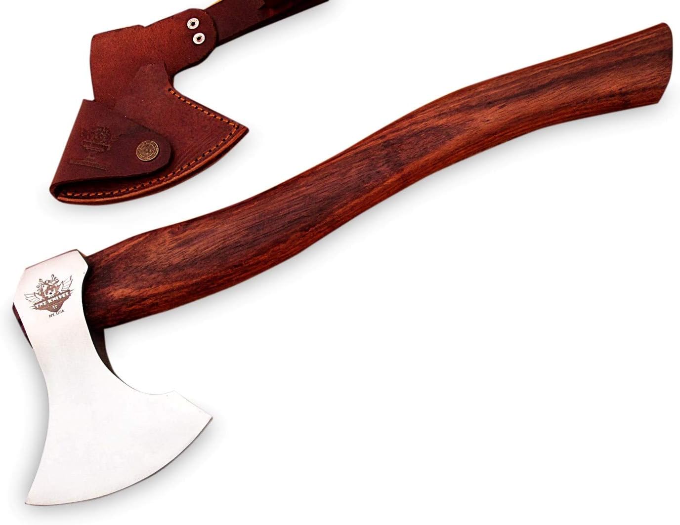 TNZ-619 High Carbon Axe 18 Long Hunting Camping Axe High Carbon Hatchet Viking Long Bearded Axe Leather Cover TNZ Hand Made High Carbon Knives