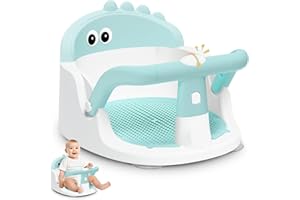LERRUTUE Baby Bath Seat for Babies 6 Months & Up Sitting Up, Non-Slip Baby Bath Chair with Suction Cup, Safe and Comfortable Portable Infant Bath Seat for Bathroom, Bathtub Tub, Easy to Clean (Green)