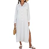 Bsubseach Swimsuit Cover Ups for Women Long Sleeve Shirt Cover Up Dress Beach Vacation Clothes Sundresses Resort Wear