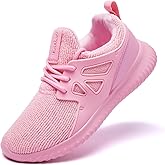 nerteo Girls Shoes Slip on Sneakers Fashion Tennis Walking Athletic Running Training Shoes for Kids, Teen Child Youth Shoes for School, Sports Light Pink Sneakers Size 13 Little Kid