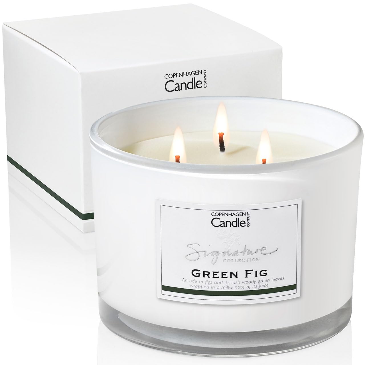 Luxury Scented Candles Gifts for Women | Natural Wax Blend | 35 Hours Burn time | Hotel Collection | The Copenhagen Company - Green Fig (12oz)