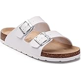 Litfun Women's Cork Footbed Sandal Summer Slip On Slide Sandals with Adjustable Buckle