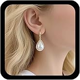 Allereyae Boho Teardrop Pearl Drop Earrings Gold Pearl Earring Wedding Pearls Dangle Earrings Pearls Waterdrop Earring Jewelry For Women