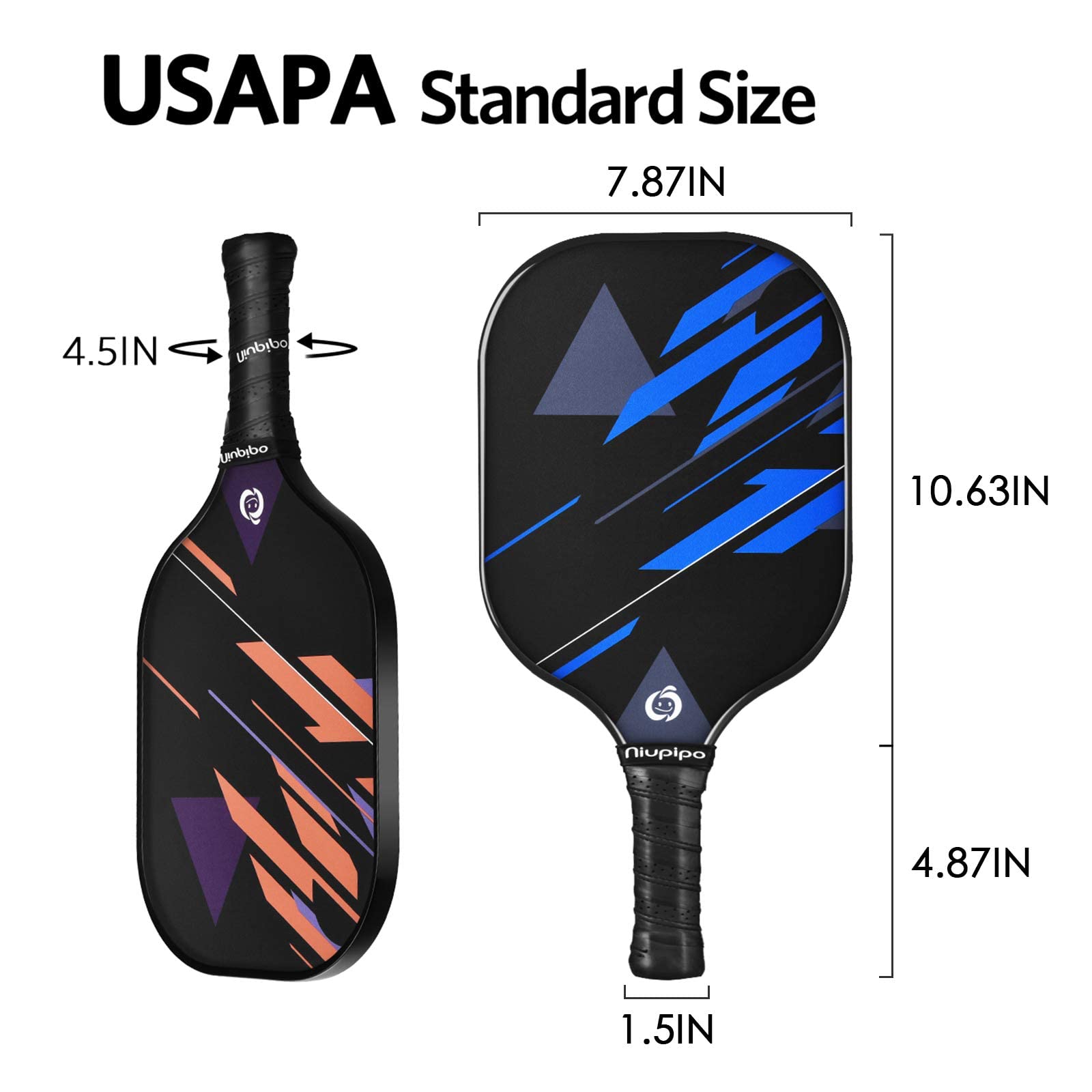 niupipo Pickleball Paddles Set of 2/4, USAPA Approved Lightweight Pickleball Rackets, Durable Fiberglass Surface with Polypropylene Honeycomb Core, Cushion Grip and Carry Bag