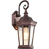 Smeike Outdoor Wall Lantern, Exterior Waterproof Outdoor Wall Light Fixtures, Brown Aluminum Porch Sconces with E26 Sockets &
