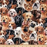 Elizabeth's Studio Dog Breeds Packed Dogs Black Fabric By The Yard