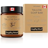 Premium Beef Tallow Skincare Set 2 in 1: Tallow and Honey Face Balm and Tallow Handmade Soap for skin nourishment and hydrati