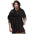 L'VOW Men's Medieval Hooded Cloak Greek Gods Shoulder Cape Post Apocalyptic Wrap Scarf Rogue Cowl Viking Renaissance