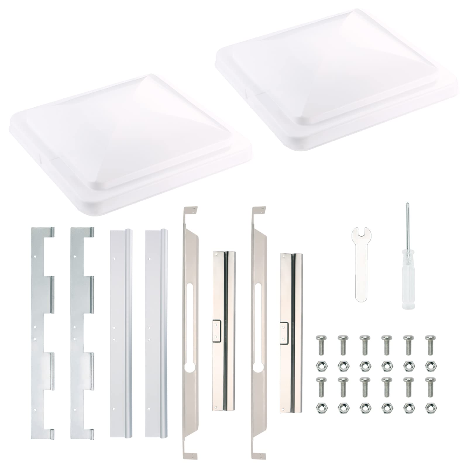 Photo 1 of ONLTCO Expert RV Vent Lid Replacements (2-Pack) - Universal Fit for Trailers, Campers & Motorhomes, White Covers with Durable Metal Hinges, Compatible with Jensen, Ventline & Elixir Vents
