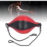 Double End Bag Boxing Ball, Robust PU Leather Improve Reflexes Fast Speed Adjustable Cord Punching Bag for Training Home Use, Red Black