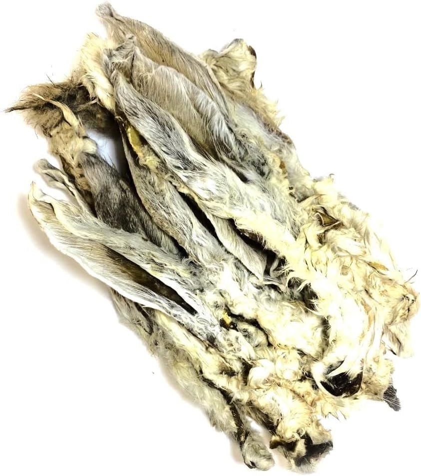 100g Rabbit Ears With Fur Natural Hypoallergenic Dog Treat Chew Low Fat Odour Hair CLD