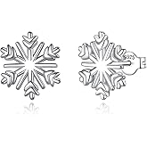 EUDORA Snowflake Earrings Sterling Silver for Women, 18K Gold-Plated Sterling Silver Christmas Snowflake Dangle Drop Earrings Winter Holiday Jewelry Gifts for Womens Snowflakes Lover