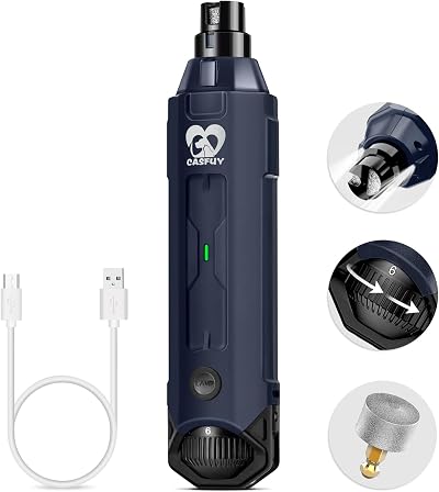 Casfuy 6-Speed Dog Nail Grinder Newest Enhanced Quiet USB Rechargeable