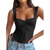 Trendy Queen Womens Cute Summer Going Out Backless Crop Tank Top | Sweetheart Neckline Shirts Y2k Concert Tops for juniors Preppy Clothes