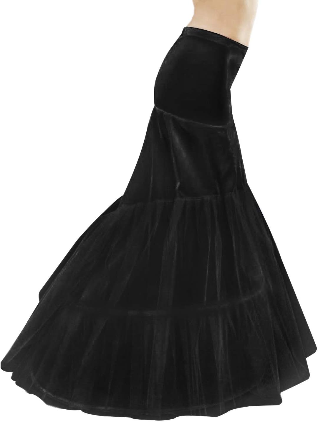 Mermaid Fishtail Petticoat Slip Full Shape Floor-Length Dress Gown Evening Party Black White S/M L XL