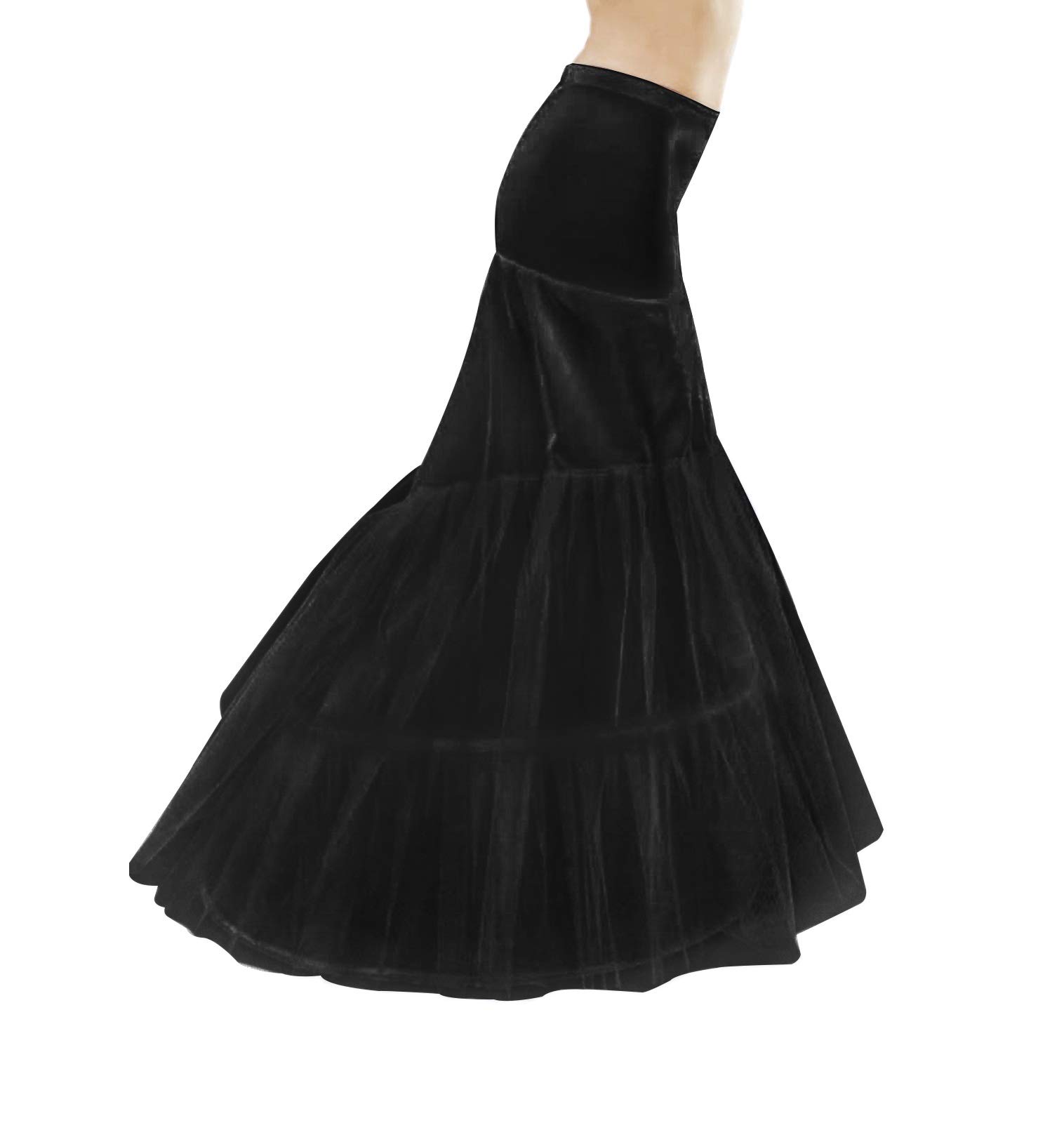 Mermaid Fishtail Petticoat Slip Full Shape Floor-Length Dress Gown Evening Party Black White S/M L XL