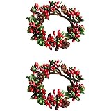 Amazon Com Set Of 8 4inch Christmas Candle Ring Xmas Red Artificial Berry Candle Rings With Grass Small Wreaths For Pillar Candle Holder Rustic Wedding Centerpiece Christmas Holiday Home Tabletop Decoration Kitchen