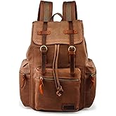 GEARONIC Vintage Canvas Backpack, Casual Daypack Backpacks for Men Women, 15inch Laptop Bag Travel Hiking Camping Rucksack
