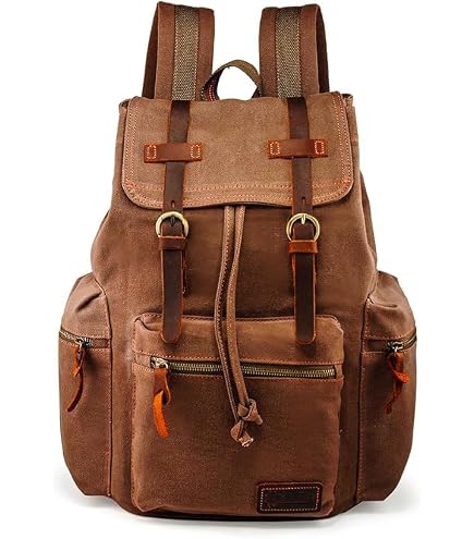 Vegan Leather 15.6 inch Laptop Backpack Hiking Camping Backpack Satchel Bookbag Travel Business Backpack CN-01 (Brown) : Electronics