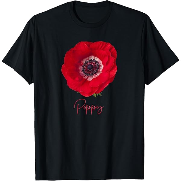 Amazon.com: Womens Red Poppy Flower Apparel with Poppy in script