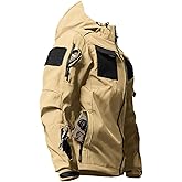 VoLIta Men's Tactical Soft Shell Jacket Lightweight Water-Resistant Spring Fall Windbreaker Zip up Hooded Coat with Pockets