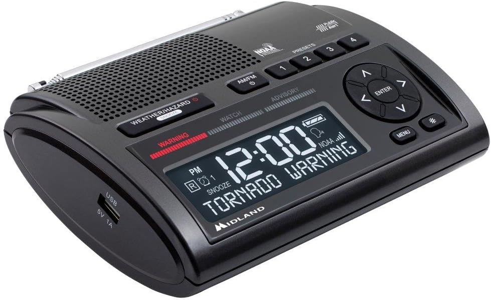Midland - WR400, Deluxe NOAA Emergency Weather Alert Radio - S.A.M.E. Localized Programming, 80+ Emergency Alerts, & Alarm Clock w/ AM/FM Radio: Electronics