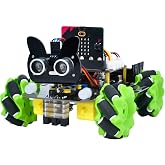 KEYESTUDIO 4WD Smart Car Coding Robot Kit with Microbit V2 for Makecode and Python, DIY Building Robot Kit for STEM Education 15+, IR Remote/APP Control
