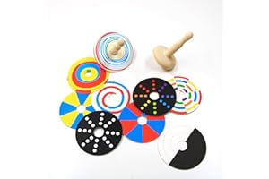 Shumee Handmade Wooden Spin Tops - 2Pcs & Patterns | Fun Party Favors | Wood Spin Tops for Kids | Sensory Toys | Birthday Gift | Colorful Wooden Gyroscopes | Fidget Spinner | Travel Friendly Toys
