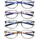Mcoorn 4 Pack Computer Blue Light Blocking Reading Glasses Flexible Lightweight Anti Eyestrain Strength Readers for Women +2.75