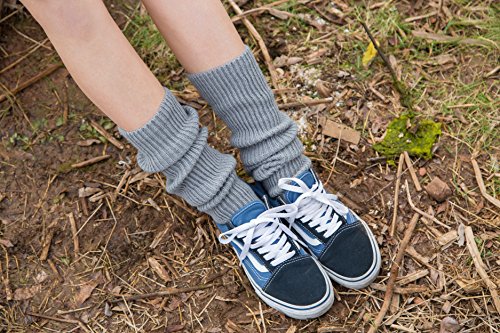 OwlGift Womens Fashion Thigh Ribbed Knit Open Heel Leg Warmer for Dance Yoga Sports, Gray - Thumbnail 2