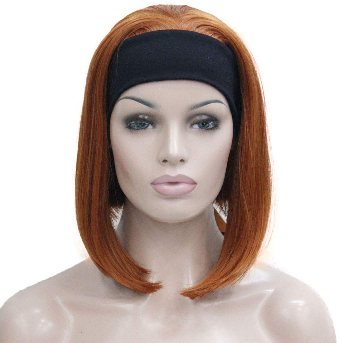 Lydell Short Straight Bob Synthetic Headband Wig 3/4 wig short half hair wig (130A Fox Red) — image 1