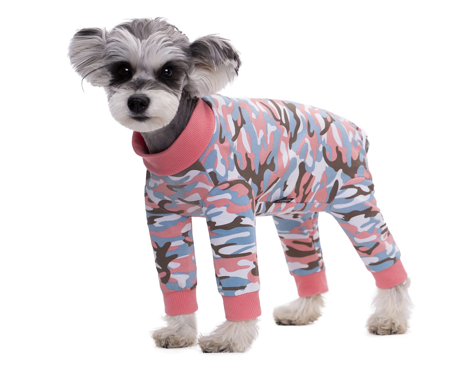 BT Bear Small Dog Clothes,Elastic Pet Onesie Clothes Protect Joints Anti-hair Anti Licking,Wound Protection Puppy Pajamas PJS Dog Jumpsuit For Small Dogs（S,Pink Camouflage） — image 1