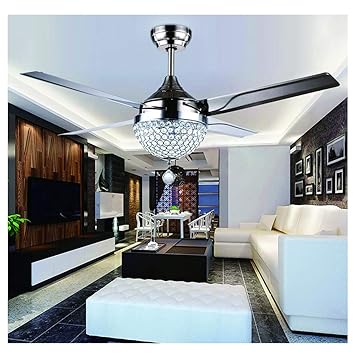 Healer Stainless Steel Ceiling Fans With Lights And Remote Modern