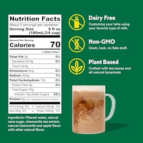STASH APPLE BLOSSOM LATTE – DAIRY FREE PLANT BASED CHAMOMILE TEA CONCENTRATE – CAFFEINE-FREE – 32 FL OZ, 5 SERVINGS