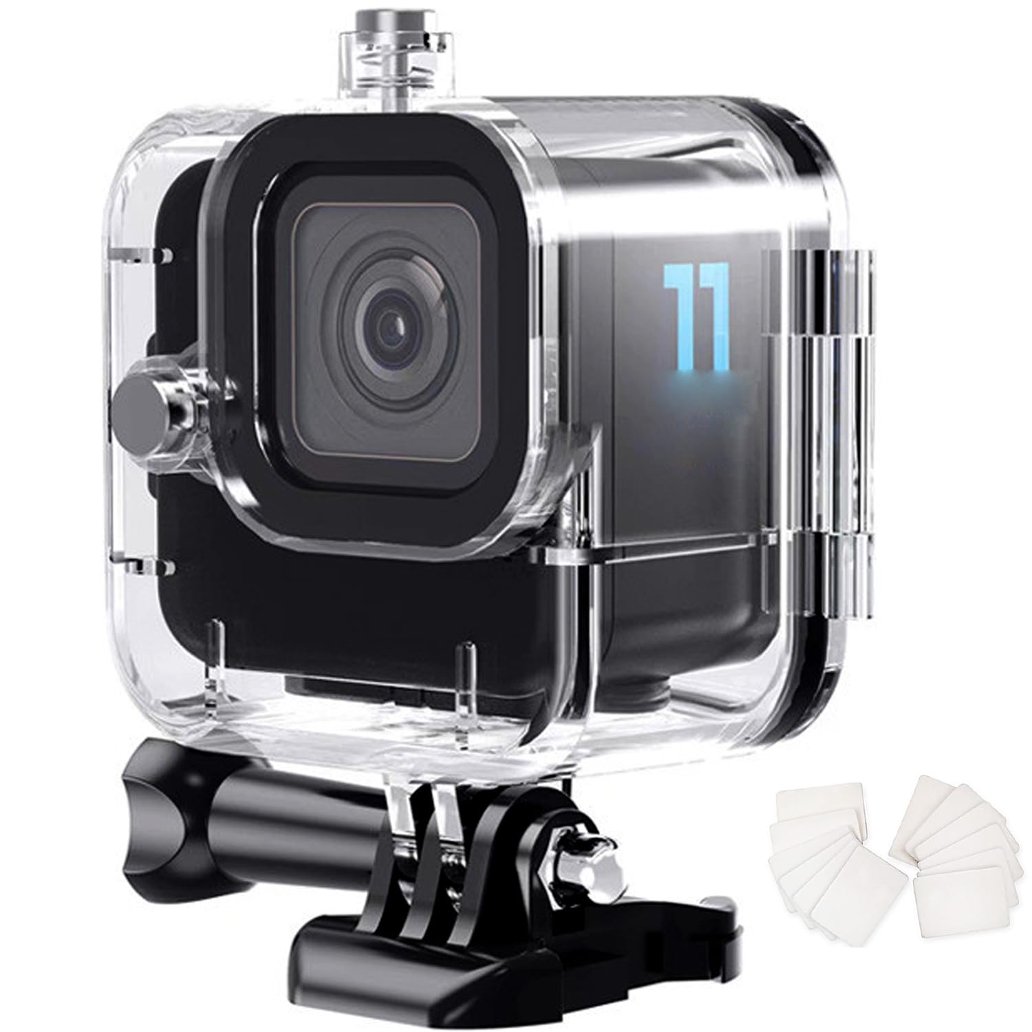 Photo 1 of FitStill Waterproof Case for Go Pro Hero 11 Balck Mini Action Camera,60M/196FT Diving Protective Housing Shell Underwater Dive Case Shell with Mount Accessories Kit(HERO11 Black Mini Only)