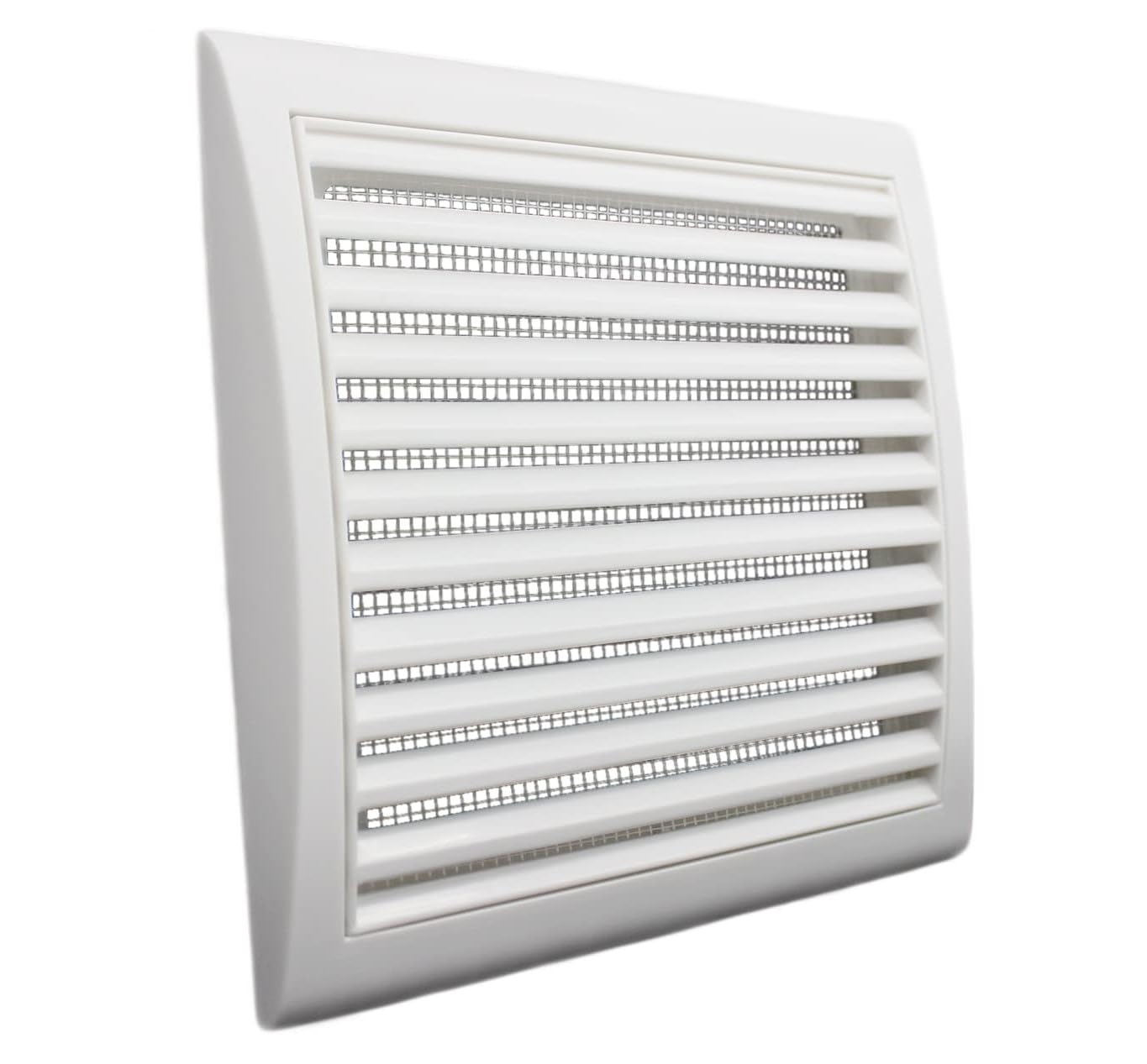 Vents 190x190mm White Square Wall Vent Grille with Mesh - External Vent Cover for Fresh Air Inlet or Outlet Ventilation