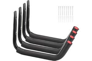 Kayak Steel Storage Rack, 4 Pack Canoe Wall Mount Hooks, 15Inches Snowboard Hanger, 100 LB Capacity