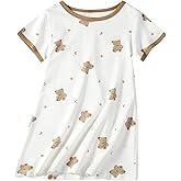 Ukyzddio Girls Cotton Nightgowns Short Sleeve Sleep Shirt Princess Nightdress