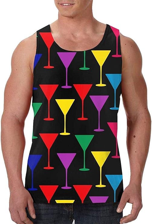 ALLFunny Color Martini Glass Men's Gym Tank Tops Comfortable Sleeveless